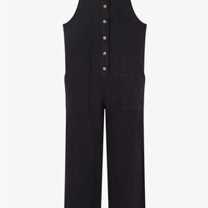 Billabong Girl Black Button-Front Jumpsuit-SIZE XS